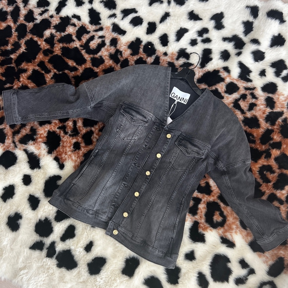 Ganni blazer in faded black denim
